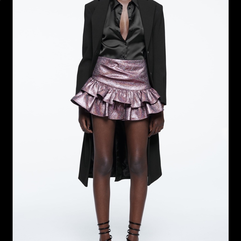Ruffled jacquard skort